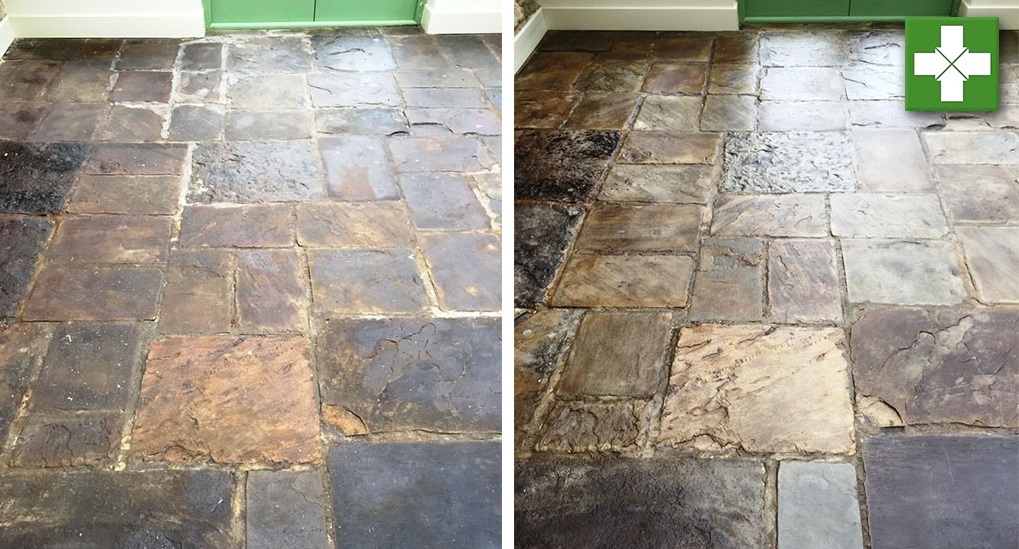 Slate Conservatory Floor Before and After Renovation in Bicester