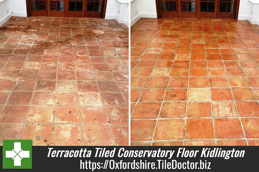 Terracotta Tiled Conservatory Floor Cleaned and Sealed in Kidlington