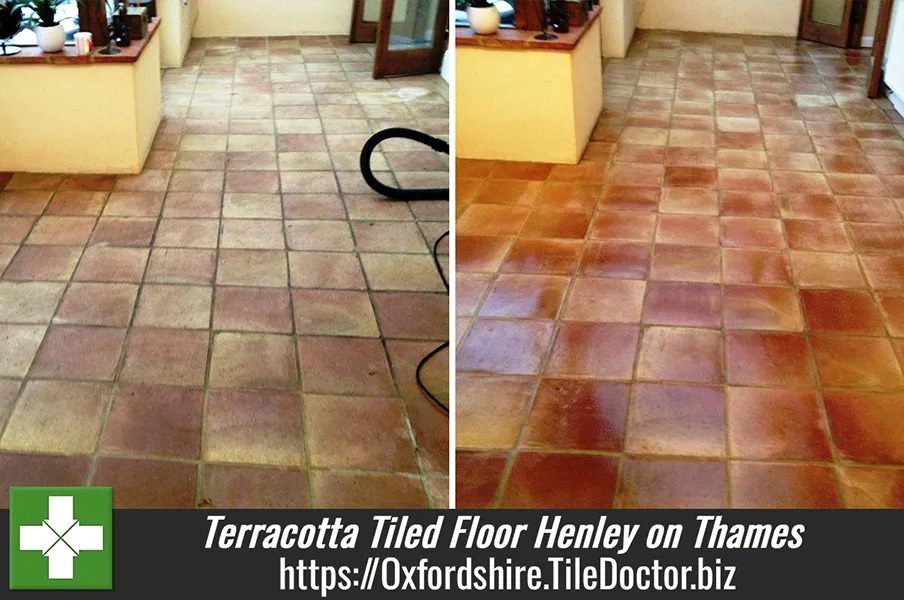 Terracotta Tiled Floor Cleaned and Sealed in Henley-on-Thames