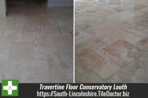 Travertine floor tiles in a Conservatory Louth
